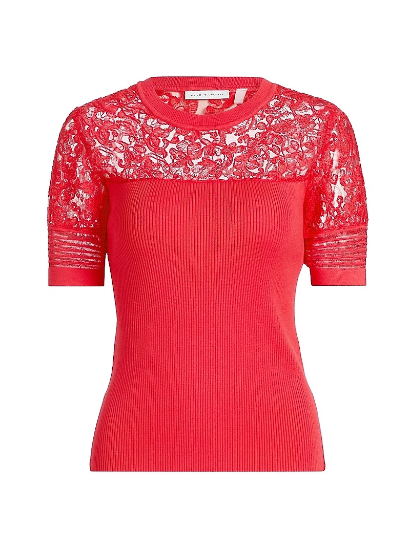 Stephanie Mixed-Media Lace Top