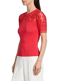 Stephanie Mixed-Media Lace Top