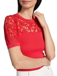 Stephanie Mixed-Media Lace Top