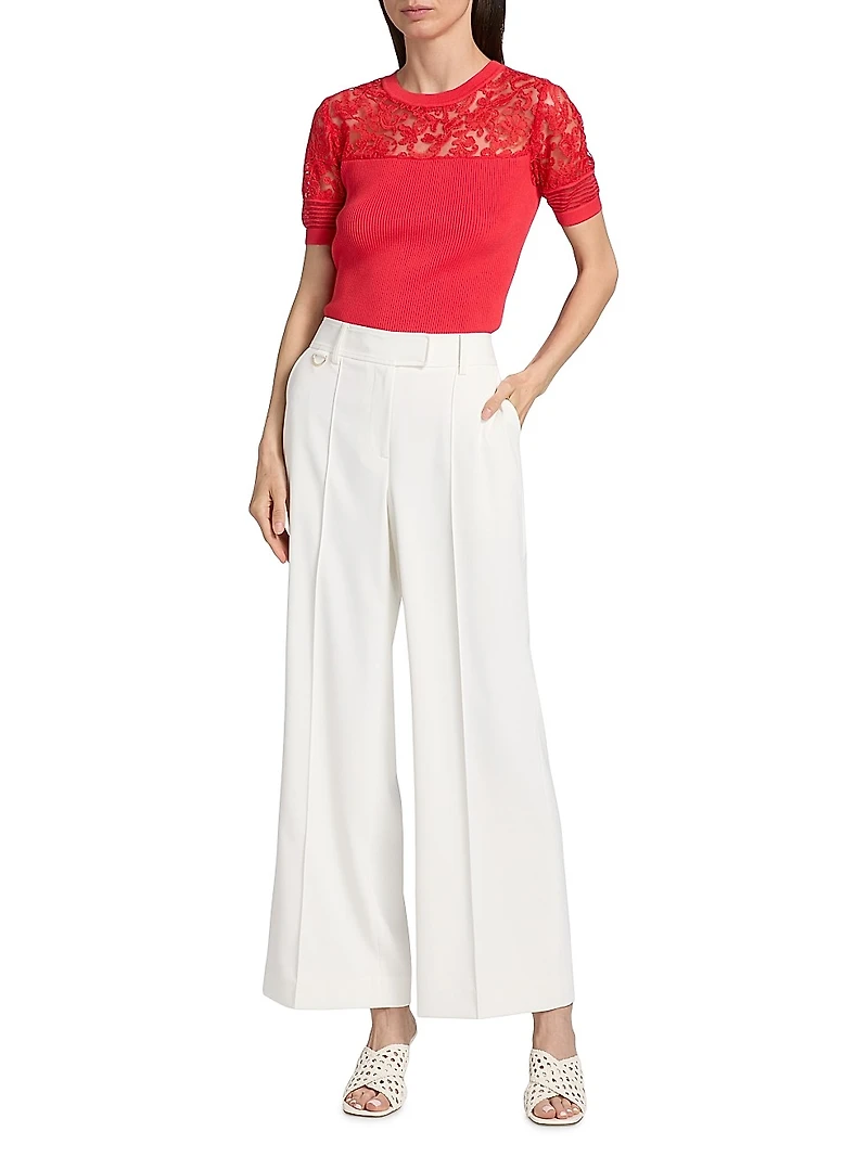 Stephanie Mixed-Media Lace Top