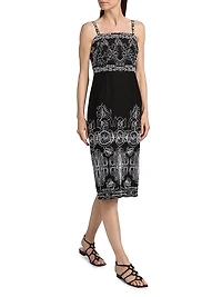 Oriana Sutache Embroidered Knee-Length Minidress