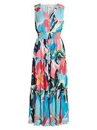 Sable Painted Floral Tiered Maxi Dress