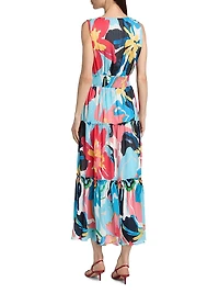 Sable Painted Floral Tiered Maxi Dress
