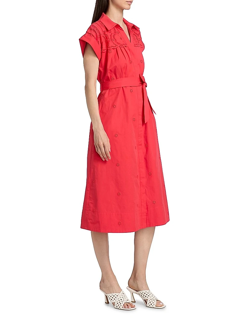 The Freya Belted Cotton Midi-Shirtdress