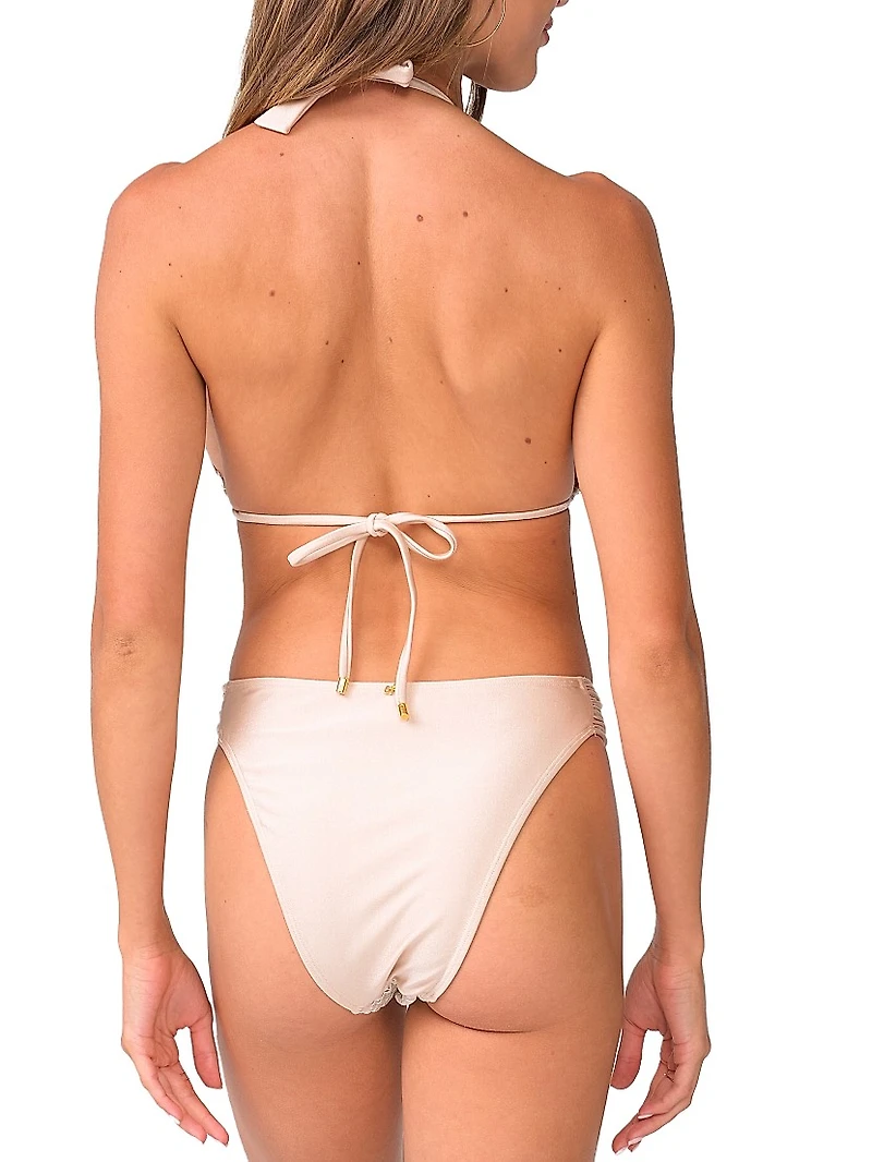 Hand-Cut Lace Halterneck Bikini Top