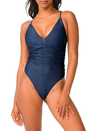 Shimmer Swimwear Penelope Ruched One-Piece Swimsuit