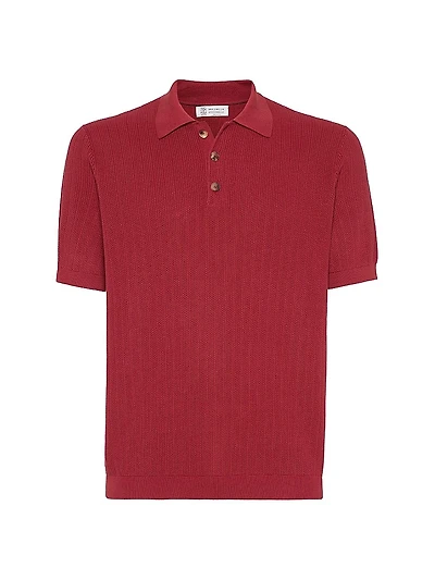 Cotton Wide Rib Knit Polo Shirt