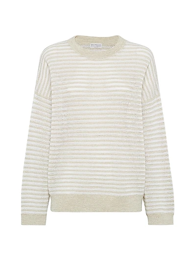 Sparkling Striped Linen and Cotton Sweater