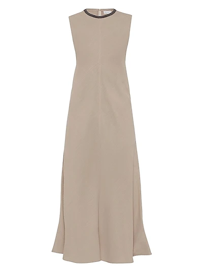 Viscose and Linen Fluid Twill Dress