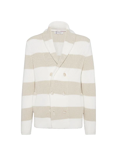 Half English Rib Striped One and a Breasted Cardigan