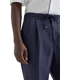 Linen Leisure Fit Trousers with Drawstring