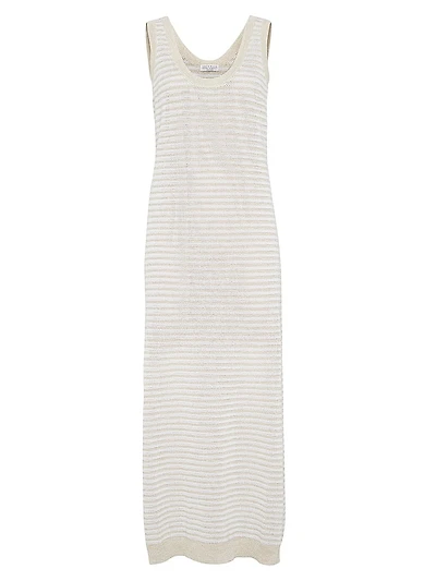 Sparkling Striped Linen and Cotton Knit Dress