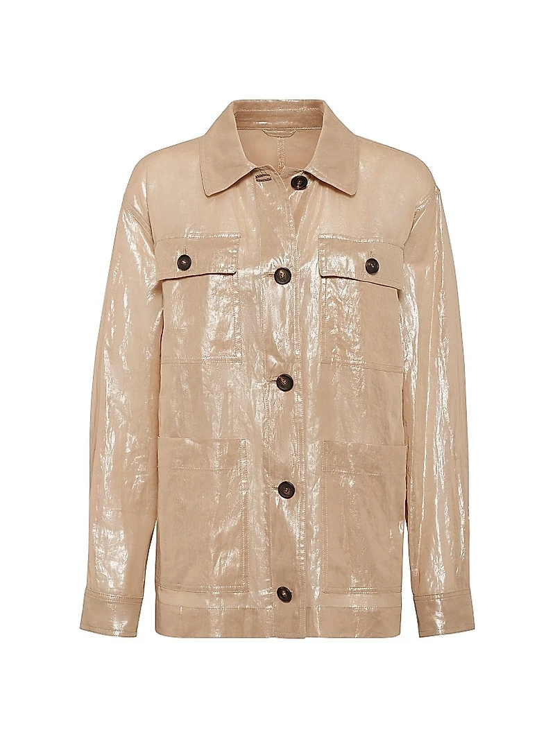 Lamé Cotton Gauze Outerwear Jacket