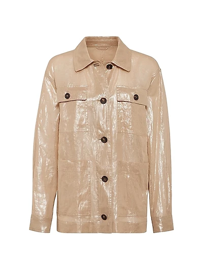 Lamé Cotton Gauze Outerwear Jacket