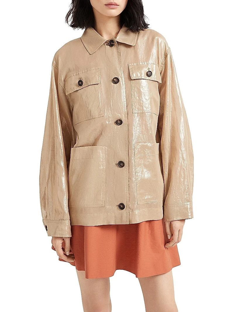 Lamé Cotton Gauze Outerwear Jacket