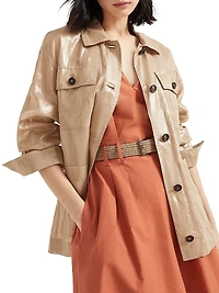 Lamé Cotton Gauze Outerwear Jacket