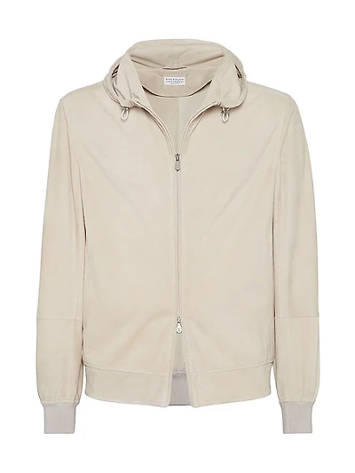 Suede Sweatshirt with Hood
