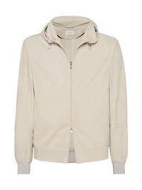 Suede Sweatshirt with Hood