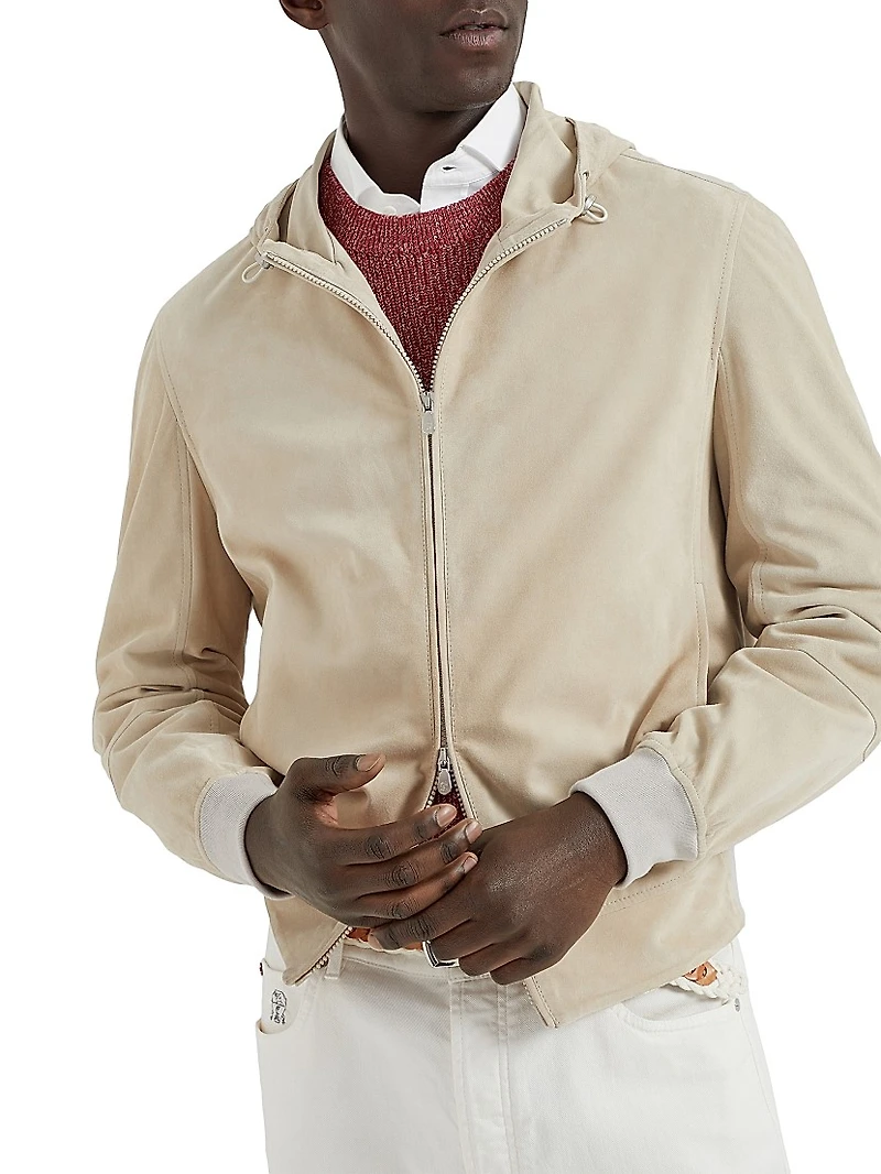 Suede Sweatshirt with Hood