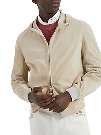 Suede Sweatshirt with Hood