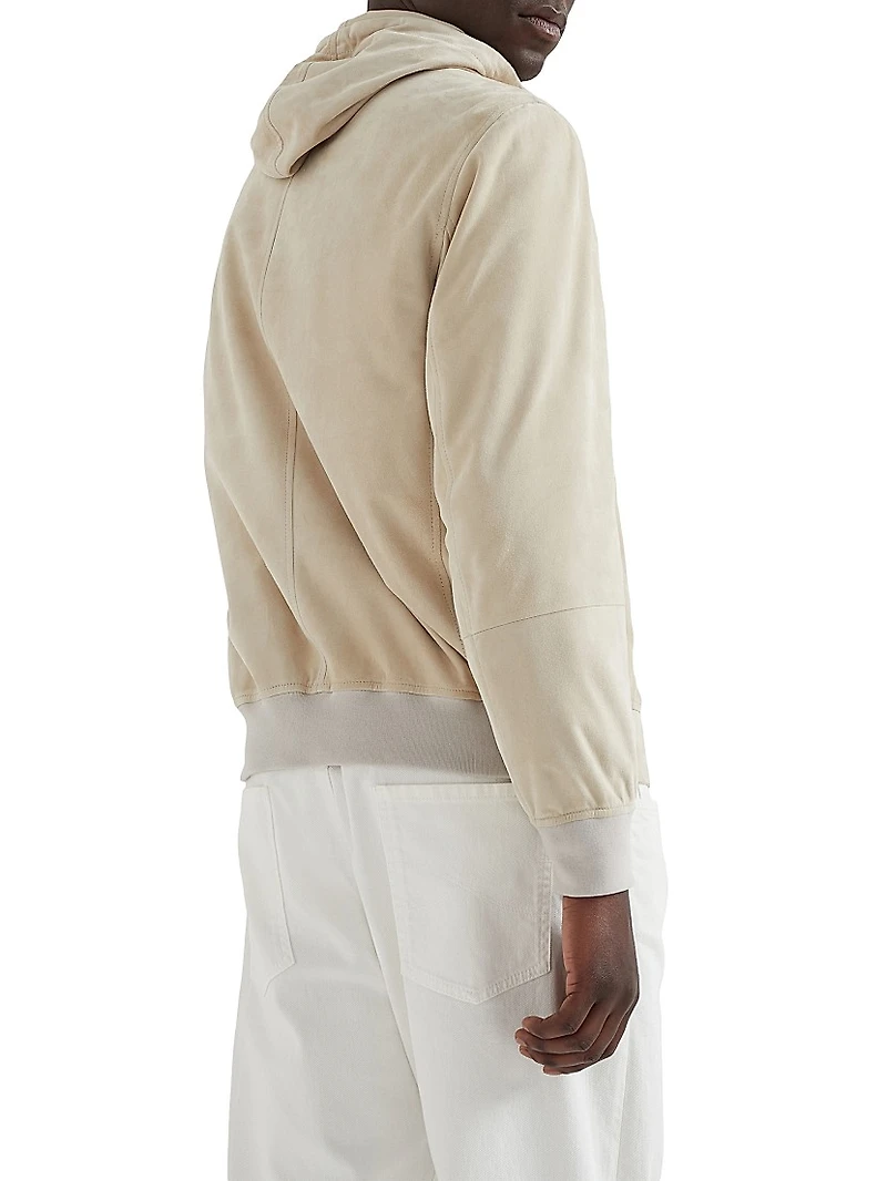 Suede Sweatshirt with Hood