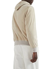 Suede Sweatshirt with Hood