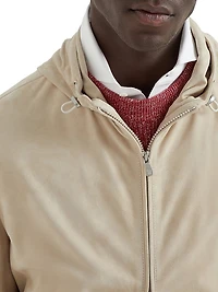 Suede Sweatshirt with Hood