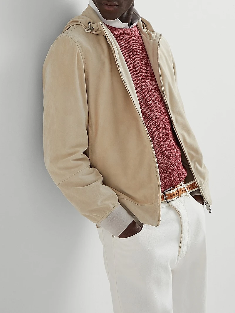 Suede Sweatshirt with Hood