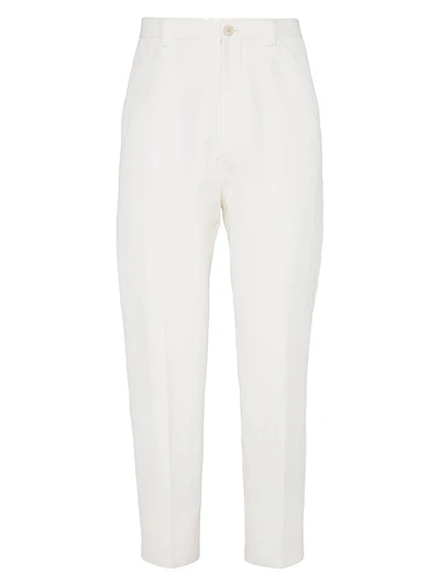 Cotton and Linen Gabardine Leisure Fit Trousers