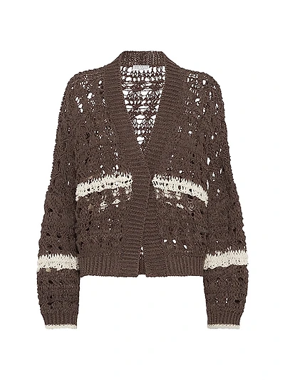 Jute and Cotton Textured Net Cardigan