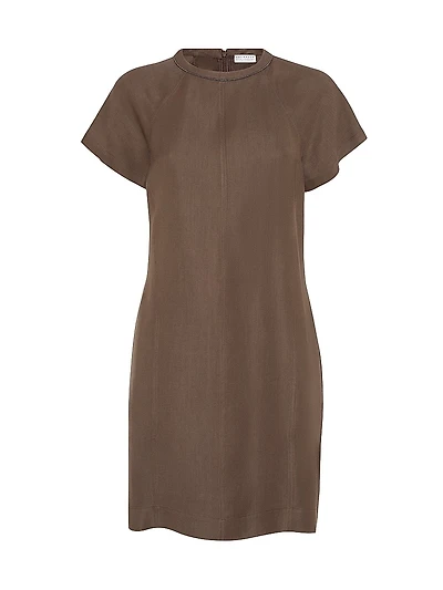 Viscose and Linen Fluid Twill Mini Dress