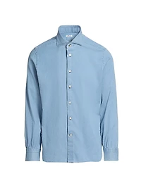 Slim-Fit Cotton Button-Front Shirt