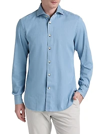 Slim-Fit Cotton Button-Front Shirt