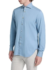 Slim-Fit Cotton Button-Front Shirt