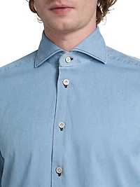 Slim-Fit Cotton Button-Front Shirt