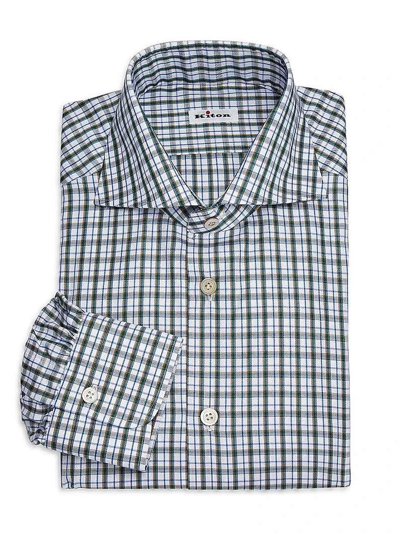 Plaid Cotton Button-Up Shirt