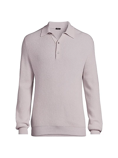 Rib-Knit Cashmere Polo Shirt