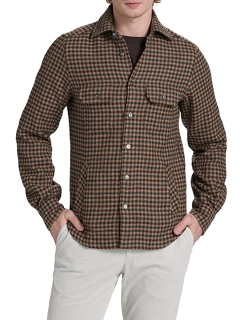 Wool-Silk Gingham Shirt