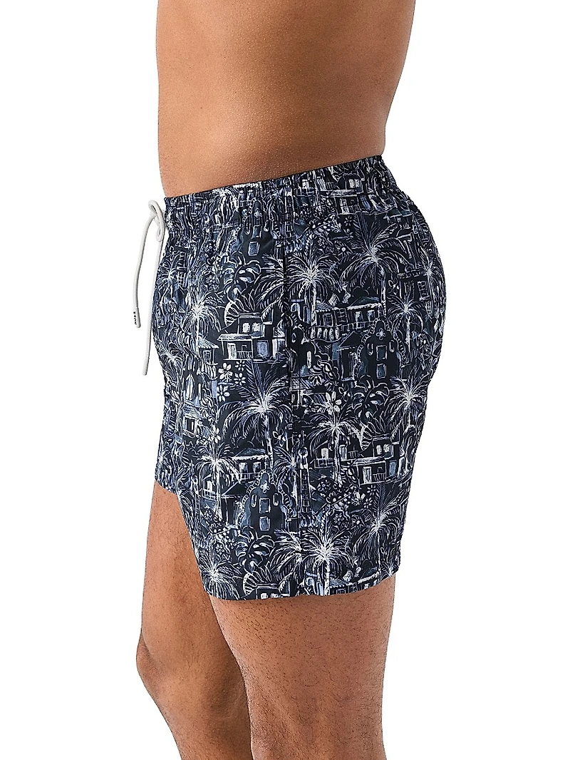 Printed Drawstring Swim Shorts