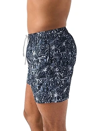 Printed Drawstring Swim Shorts