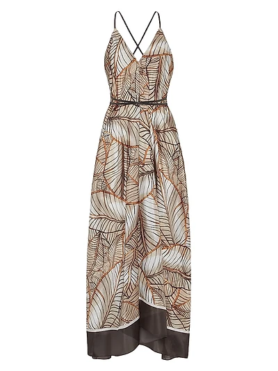 Silk Papyrus Print Pongée Dress