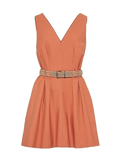 Techno Cotton Texture Twill Mini Dress