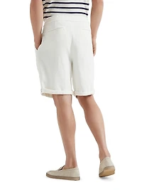 Cotton Blend Chevron Bermuda Shorts with Drawstring