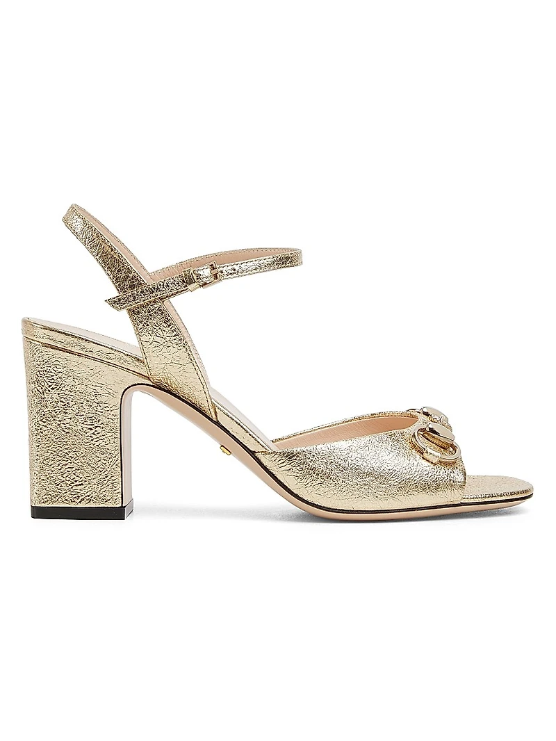 Lady Horsebit 75MM Metallic Leather Sandals