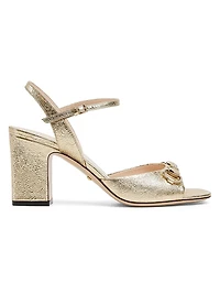 Lady Horsebit 75MM Metallic Leather Sandals