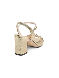 Lady Horsebit 75MM Metallic Leather Sandals