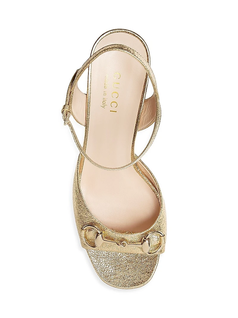 Lady Horsebit 75MM Metallic Leather Sandals