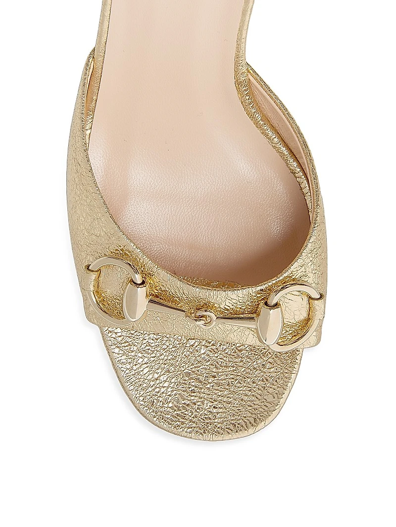 Lady Horsebit 75MM Metallic Leather Sandals