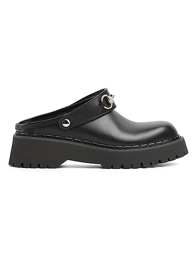 Leather Horsebit Mules