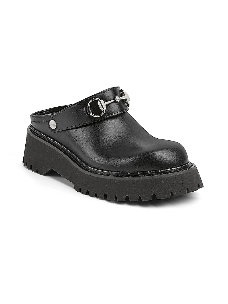 Leather Horsebit Mules